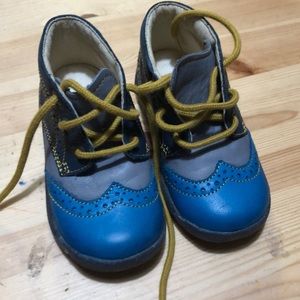 Adorable Boy blue leather high top dress shoes